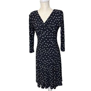 Lauren Ralph Lauren Black Geometric Pattern Stretch A-Line Dress. Size 2